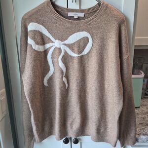 Loft Bow Sweater - Beige- Size Large